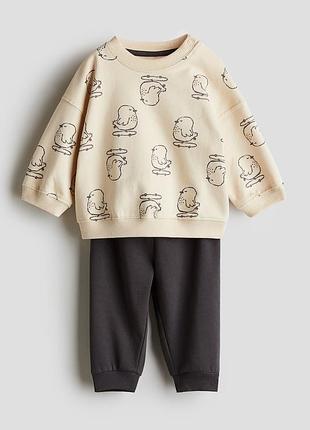 H&m hm новый костюм спортивный комплект 12-18 86 бежевый