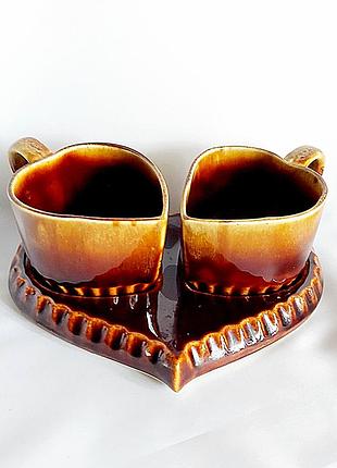 Чашка с блюдцем майолика керамика
