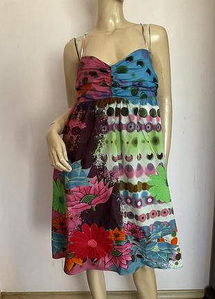 Хлопковый сарафан с аппликацией/46/ brend desigual