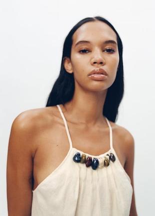 Льняной топ zara