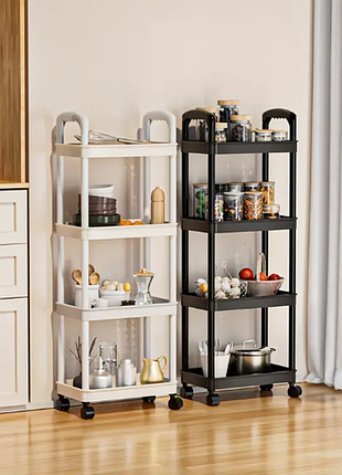Этажерка на колесах стеллаж для хранения в ванную кухню стеллаж 4 яруса