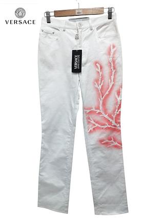 Versace jeans couture женские брюки с принтом белого цвета премиального качества, оригинал