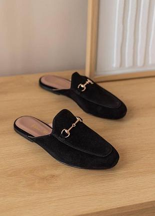▪️натуральні замшеві жіночі чорні лофери без задника відкритий задник відкрита пятка натуральна замша