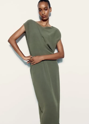Мінімалістична сукня міді з з еластичного трикотажу zara - s, m, l, xl