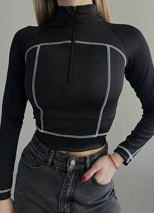 Топ чорний з білими вставками