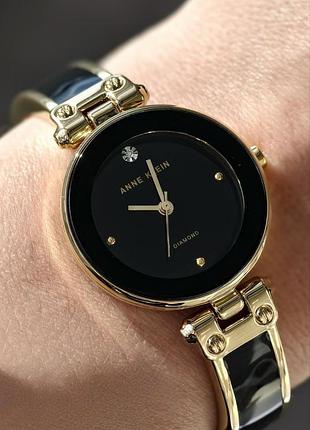 Жіночий годинник anne klein чорний з діамантом 1980bkgb
