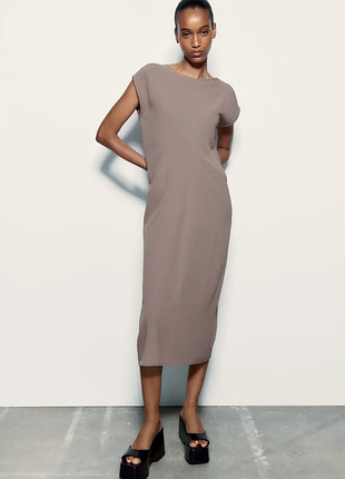 Минималистичное платье миди из эластичного трикотажа zara - s, m, l
