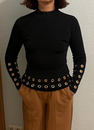 Стильная черная кофта с декором topshop