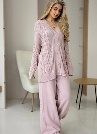 Вязаный костюм кардиган и брюки штаны шерсть