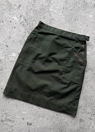 Levis womens vintage 00s cotton nylon green y2k skirt knee length pockets zipper женская, винтажная юбка