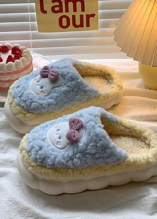 Домашні капці унісекс блакитно-жовті з зайчиком 36-37 р.