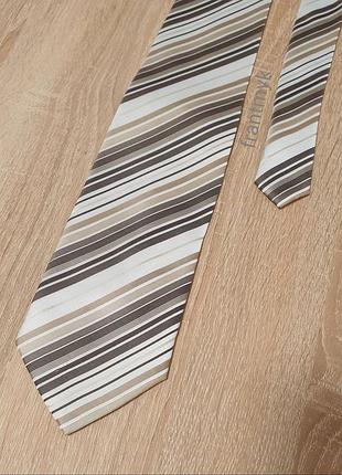George - галстук - коричневая кремовая в полоску - wide - британского бренда мужская - fкwi
