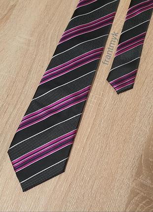 George - галстук - черная в малиновую полоску - standard - британского бренда мужская - fкst