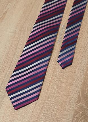 George - галстук - красный малиновый в полоску - standard - британского бренда мужская - fкst