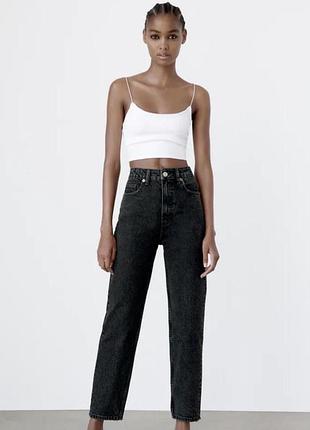 Черные джинсы Мои фит зара zara mom fit 34, 32 высокая посадка брюки классические