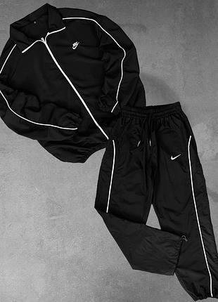Чорний він даний спортивний костюм комплект nike з плащівки