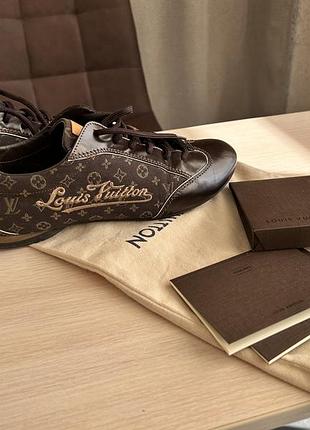 Louis vuitton the originals темно-коричневые кроссовки в фирменный принт