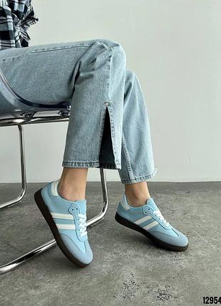 Кеды 12954, р.36,37,38,39,40,41, натуральная кожа+замша, голубой
