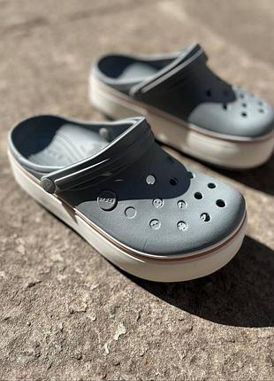 Crocs crocband platform grey жіночі крокси сабо на платформі crocband platform grey1 фото