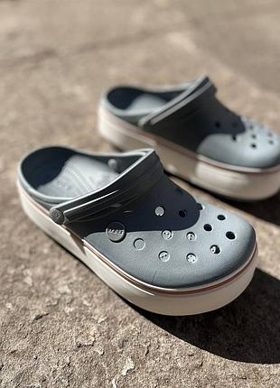 Crocs crocband platform grey жіночі крокси сабо на платформі crocband platform grey2 фото