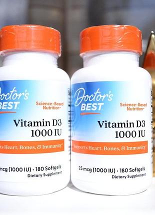 Вітамін д3 1000 мо, сша, 180 капсул, doctor best вітамін d3