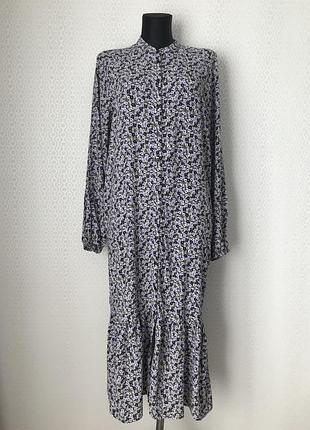 Романтичное платье рубашка с оборкой, мелкий цветочек, бренд ichi, размер 36, укр 44-46