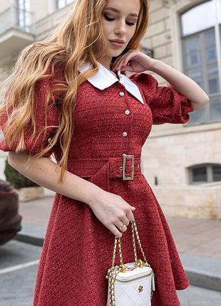 Классическое платье из твида шанель с белым воротничком 🥰