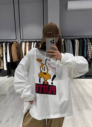 Женский просторный свободный оверсайз лонгслив с длинным рукавом