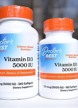 Вітамін д3 5000 мо, 180 і 360 капсул, сша, doctor best вітамін d3