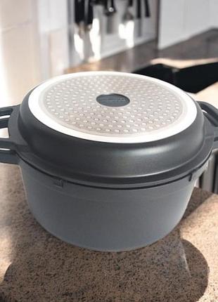 Каструля з кришкою та сковородою гриль maestro mr 4124 4,5л ø24см