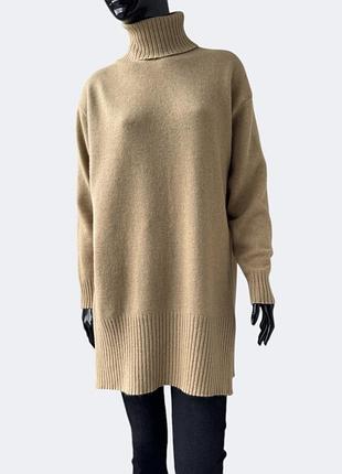 Подовжений вовняний ангоровий светр max mara італія з високим коміром горловиною вільного крою вовна ангора