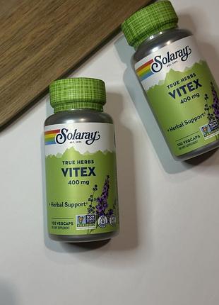 Vitex вітекс solaray, витекс, 400 мг 100к екстракт прутняка 100 капсул