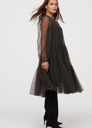 Платье фатин/ сетка в горохи  h&m
