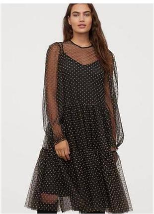 Платье фатин/ сетка в горохи  1.5-2 h&m8 фото