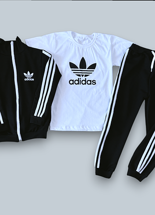 Дитячий спортивний костюм адідас на хлопчика 1-8 років 86-128 см двунитка