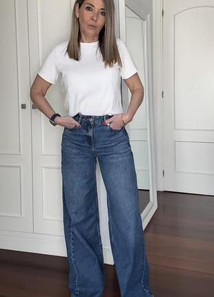 Синие джинсы zara wide leg
