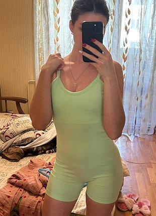 Workout фітнес комбінезон неоновий блакитний костюм спортивний
