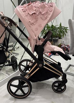 Коляска cybex priam simply flowers pink 4.0 шасси rosegold
