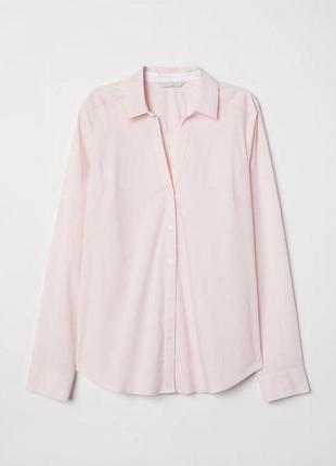 Блуза рубашка розовая h&amp;m классика базовая по фигуре приталенная