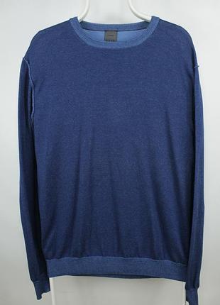 Качественный хлопковый джемпер свитер h953 blue cotton pullover jumper men's