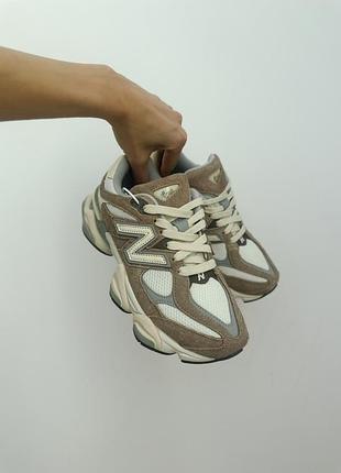 Кроссовки new balance 9060 brown mushroom beige dark brown
