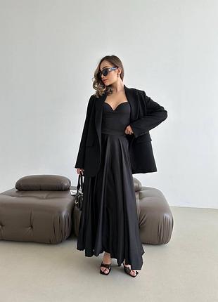 Спідниця балон довга біла чорна шовк7 фото