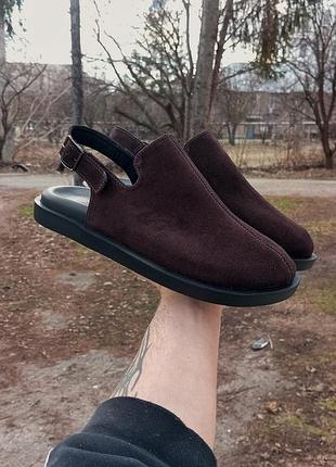 Клоги замшевые шоколад анатомические женские