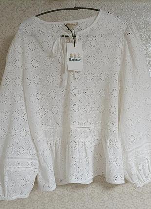 Barbour стильна блузка блуза сорочка вишиванка вишивка прошва рішелье перфорація дорогий бренд barbour, р. 12 (м)