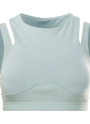 Женский спортивный топ оригинал reebok серо-голубой размер s съемные чашки