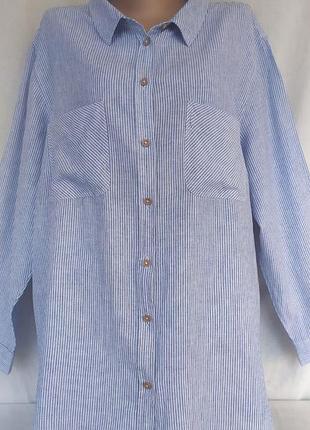 Стильная и элегантная рубашка из льна большого размера