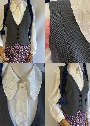 Вінтажна приталена жилетка жилет безрукавка сірого кольору на ґудзиках