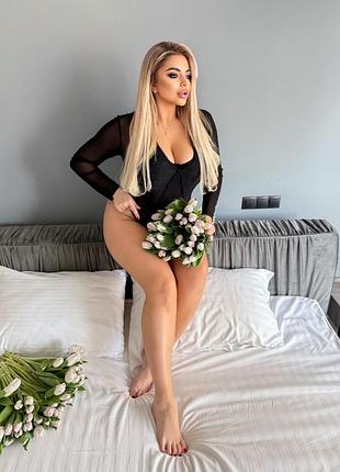 Женское боди сетка с кружевом ❤️‍🔥