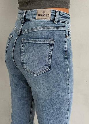 Женские базовые джинсы flare fit высокая посадка, синие, голубые, базовые, классические прямые брюки, коттон, джинс, туречевина, клеш, клеш9 фото