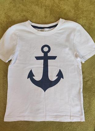 Белая футболка для мальчика h&amp;m, 6-8роков